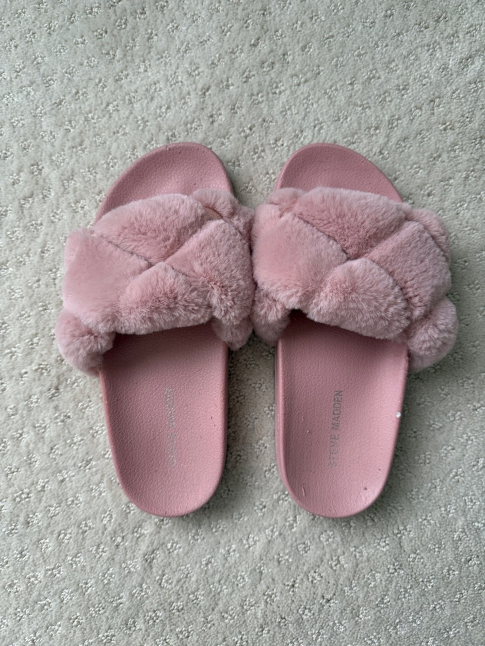 Steve Madden Pink Faux Fur Slide Sandals - Women